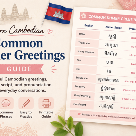 FREE Learn Cambodian: Common Khmer Greetings Coloring Page